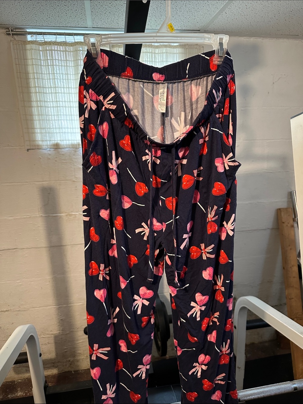 Navy Lounge Pants with Red & Pink Heart Lollipops and Pockets